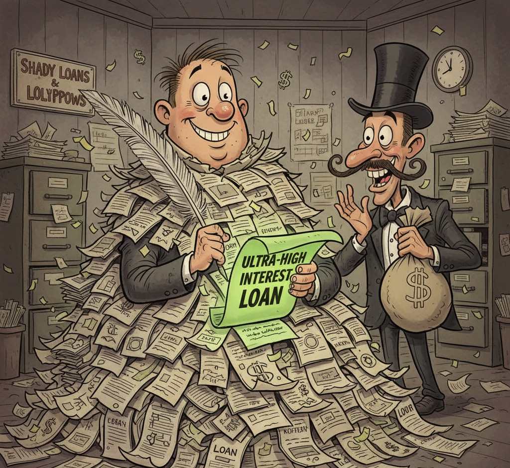 Cartoon about high-interest loan